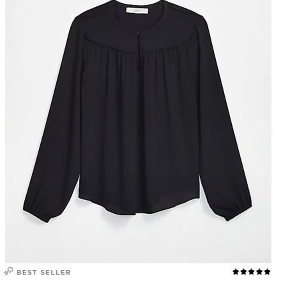 Petite Split Neck Mixed Media Top (Long Sleeve) - Picture 1 of 3